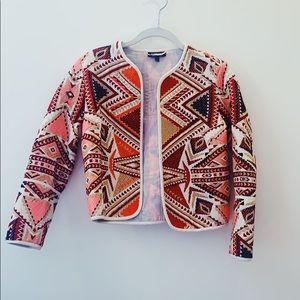 Topshop Embroidered Crop Jacket